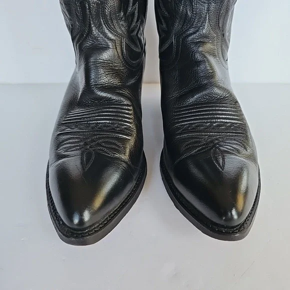 Vtg Dan Post 110 J Black Western‎ Extra Wide Cowboy Boots Mens Sz 10 EW 1705